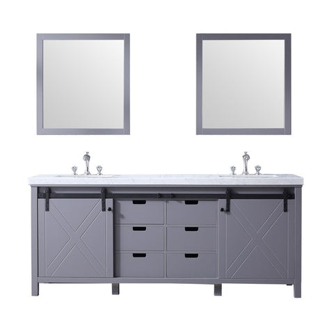 Image of Marsyas 80" Dark Grey Double Vanity Set, White Carrara Marble Top | LM342280DBBSM30F