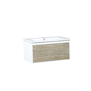 Lexora Scopi Modern 30" Rustic Acacia Bathroom Vanity and Acrylic Composite Top | LSC30SRAOS000