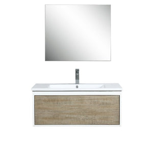 Lexora Scopi Modern 36" Rustic Acacia Bathroom Vanity Set w/ Acrylic Composite Top, and Balzani Gun Metal Faucet | LSC36SRAOSM28FGM
