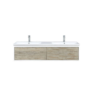 Lexora Scopi Modern 60" Rustic Acacia Double Bathroom Vanity w/ Acrylic Composite Top, and Labaro Rose Gold Faucet | LSC60DRAOS000FRG