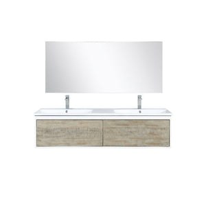 Lexora Scopi Modern 60" Rustic Acacia Double Bathroom Vanity Set w/ Acrylic Composite Top, and Balzani Gun Metal Faucet | LSC60DRAOSM55FGM