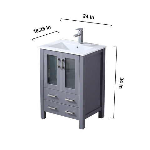 Image of Volez 24" Dark Grey Single Vanity Set, Integrated Top | LV341824SBESM22F