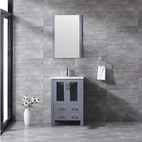 Image of Volez 24" Dark Grey Single Vanity Set, Integrated Top | LV341824SBESM22F