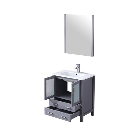 Image of Volez 30" Dark Grey Single Vanity Set, Integrated Top | LV341830SBESM28F