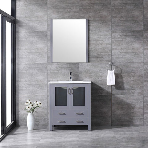 Image of Volez 30" Dark Grey Single Vanity Set, Integrated Top | LV341830SBESM28F