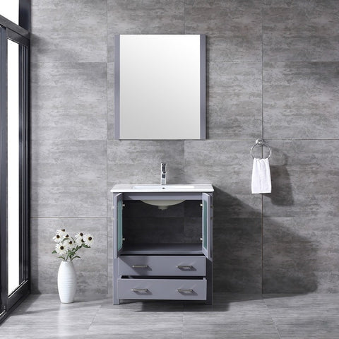 Image of Volez 30" Dark Grey Single Vanity Set, Integrated Top | LV341830SBESM28F