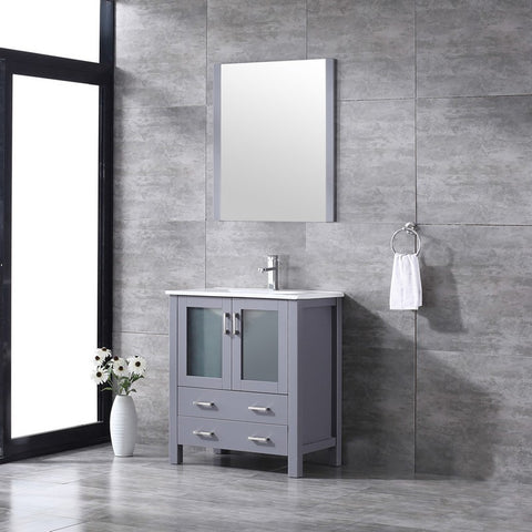 Image of Volez 30" Dark Grey Single Vanity Set, Integrated Top | LV341830SBESM28F