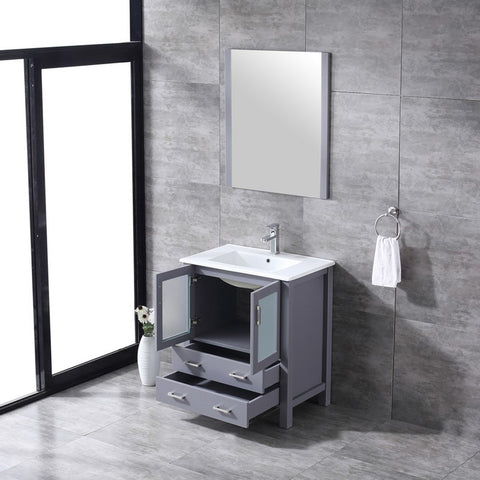 Image of Volez 30" Dark Grey Single Vanity Set, Integrated Top | LV341830SBESM28F