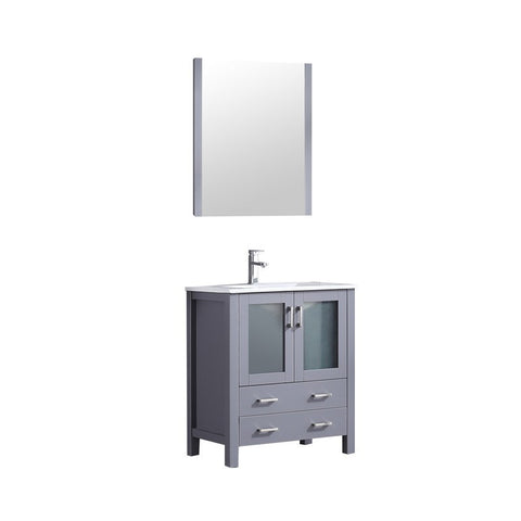 Image of Volez 30" Dark Grey Single Vanity Set, Integrated Top | LV341830SBESM28F