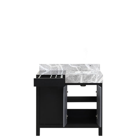 Image of Zilara 36" Black and Grey Vanity, Castle Grey Marble Top | LZ342236SLIS000