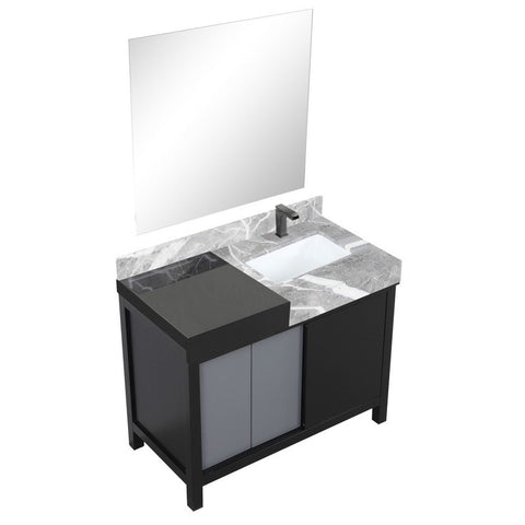 Image of Zilara 42" Black and Grey Vanity Set, Marble Top, Balzani Gun Metal Faucet Set | LZ342242SLISM34FBG