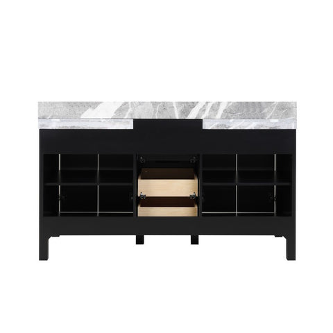 Image of Zilara 55" Black and Grey Double Vanity, Castle Grey Marble Top | LZ342255SLIS000