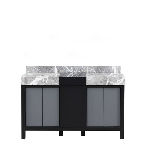 Image of Zilara 55" Black and Grey Double Vanity, Castle Grey Marble Top | LZ342255SLIS000