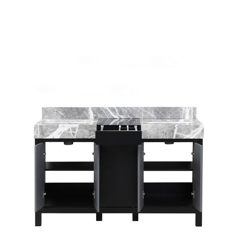 Image of Zilara 55" Black and Grey Double Vanity, Castle Grey Marble Top | LZ342255SLIS000