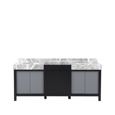 Image of Zilara 80" Black and Grey Double Vanity, Castle Grey Marble Top | LZ342280DLIS000