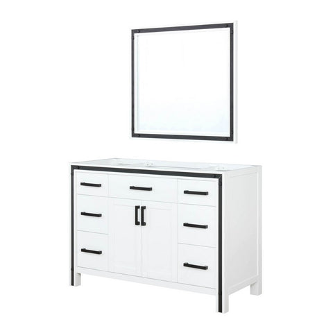 Image of Ziva 48" White Single Vanity, no Top and 34" Mirror | LZV352248SA00M34