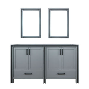 Ziva 60 Inch Dark Grey Double Vanity, no Top and 22 Inch Mirrors | LZV352260SB00M22