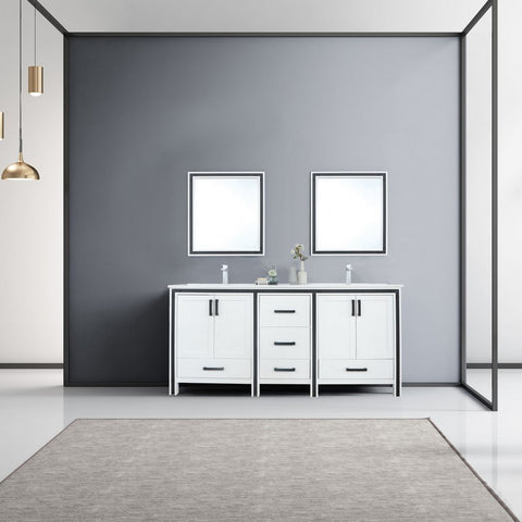 Image of Ziva 72" White Double Vanity Set, Cultured Marble Top | LZV352272SAJSM30F