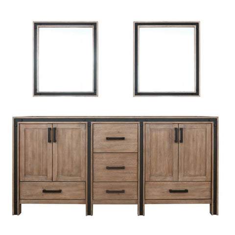 Image of Ziva 72" Rustic Barnwood Double Vanity, no Top and 30" Mirrors | LZV352272SN00M30