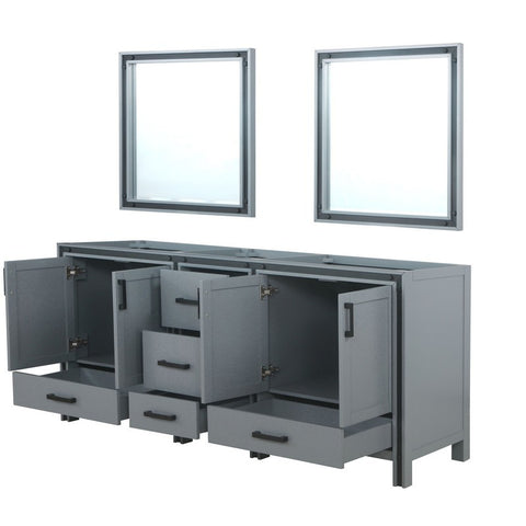 Image of Ziva 80" Dark Grey Double Vanity, no Top and 30" Mirrors | LZV352280SB00M30