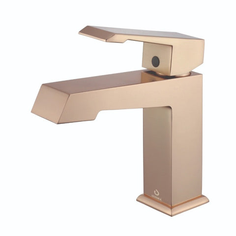 Image of Lexora Lancy Modern 60" Rustic Acacia Square Sink Bathroom Vanity Set w/ Labaro Rose Gold Faucet | LLC60DKSOSM55FRG