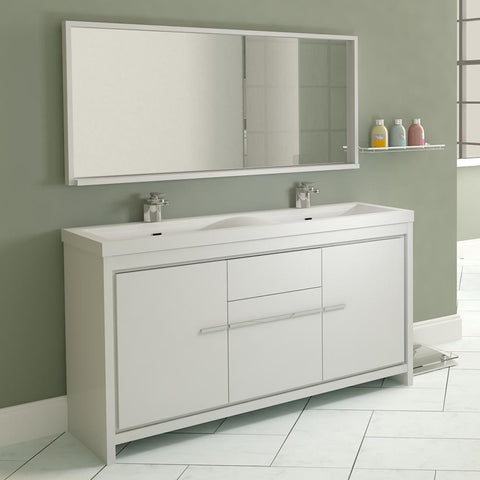 Image of Alya Bath Ripley 57" Double Modern Bathroom Vanity Set AT-8060-57-W-S