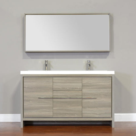 Image of Alya Bath Ripley 57" Double Modern Bathroom Vanity Set AT-8060-57-W-S