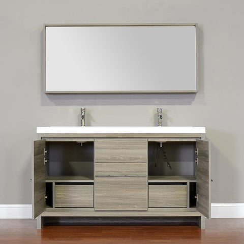 Image of Alya Bath Ripley 57" Double Modern Bathroom Vanity Set AT-8060-57-W-S