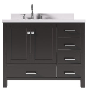 Ariel Cambridge Espresso Transitional 43" Left Offset Rectangle Sink Vanity w/ White Quartz Countertop | A043SLWQRVOESP