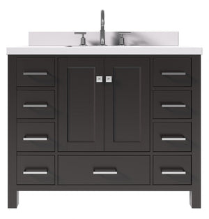 Ariel Cambridge Espresso Transitional 43" Rectangle Sink Vanity w/ White Quartz Countertop | A043SWQRVOESP A043SWQRVOESP