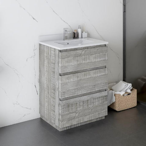 Image of Fresca Formosa 24" Ash Freestanding Modern Bathroom Vanity | FCB3124ASH-FC-CWH-U