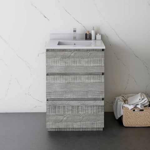 Image of Fresca Formosa 24" Ash Freestanding Modern Bathroom Vanity | FCB3124ASH-FC-CWH-U