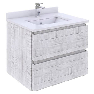 Fresca Formosa 24" Rustic White Wall Hung Modern Bathroom Vanity | FCB3124RWH-CWH-U FCB3124RWH-CWH-U