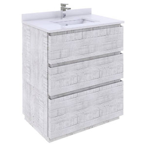 Fresca Formosa 30" Rustic White Freestanding Modern Bathroom Vanity | FCB3130RWH-FC-CWH-U