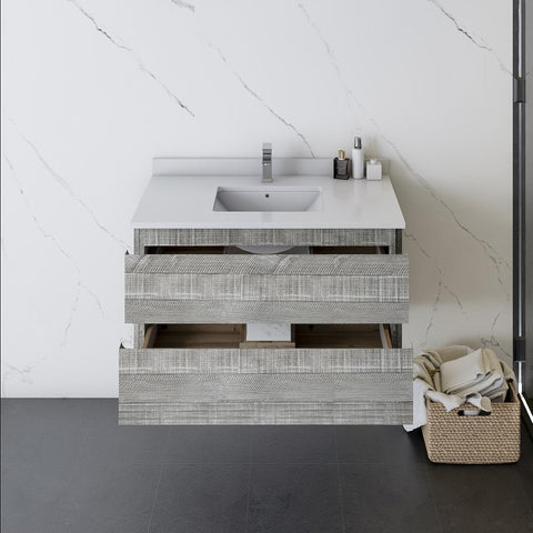 Image of Fresca Formosa 35" Ash Wall Hung Modern Bathroom Base Cabinet | FCB3136ASH FCB3136ASH