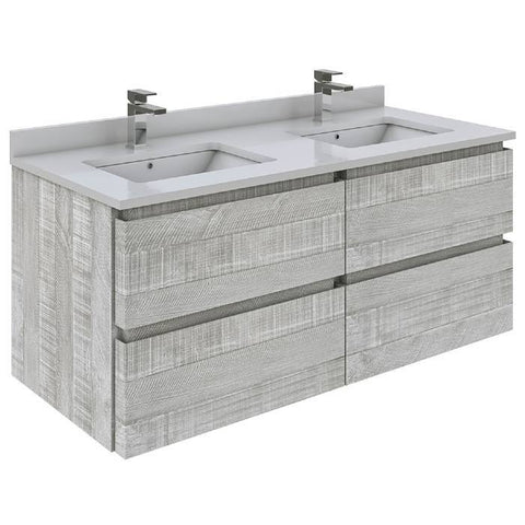 Image of Fresca Formosa 46"Ash Wall Hung Double Sink Modern Bathroom Base Cabinet | FCB31-2424ASH FCB31-2424ASH