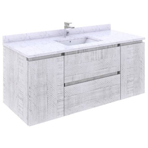 Image of Fresca Formosa 47" Rustic White Wall Hung Modern Bathroom Base Cabinet | FCB31-122412RWH