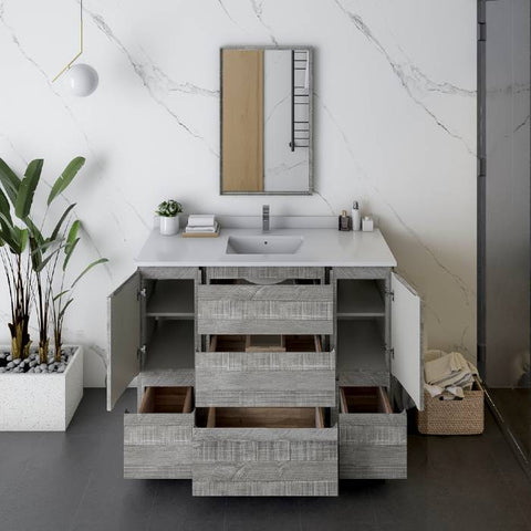 Image of Fresca Formosa 48" Ash Freestanding Modern Bathroom Vanity | FCB31-122412ASH-FC-CWH-U FCB31-122412ASH-FC-CWH-U