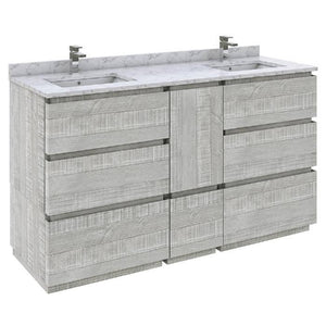 Fresca Formosa 60" Ash Freestanding Double Sink Modern Bathroom Vanity | FCB31-241224ASH-FC-CWH-U FCB31-241224ASH-FC-CWH-U