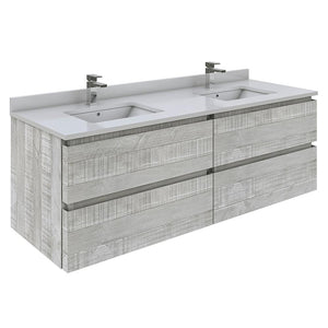 Fresca Formosa 60" Ash Wall Hung Double Sink Modern Bathroom Vanity | FCB31-3030ASH-CWH-U FCB31-3030ASH-CWH-U