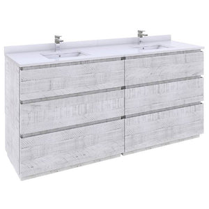 Fresca Formosa 72" Rustic White Freestanding Double Sink Modern Bathroom Vanity | FCB31-3636RWH-FC-CWH-U FCB31-3636RWH-FC-CWH-U