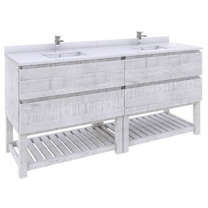 Fresca Formosa 72" Rustic White Freestanding Double Sink Modern Bathroom Vanity | FCB31-3636RWH-FS-CWH-U FCB31-3636RWH-FS-CWH-U