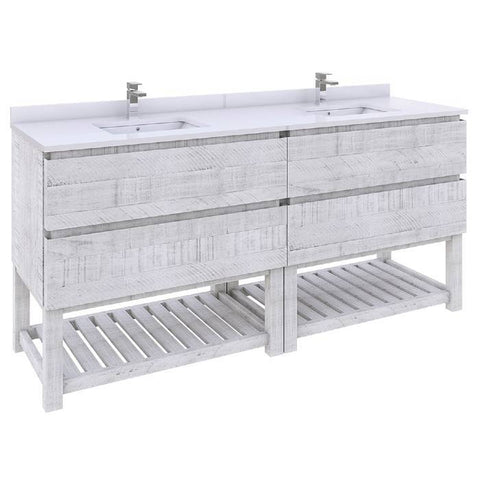 Image of Fresca Formosa 72" Rustic White Freestanding Double Sink Modern Bathroom Vanity | FCB31-3636RWH-FS-CWH-U FCB31-3636RWH-FS-CWH-U