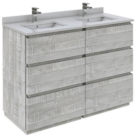 Image of Fresca Formosa Modern 48" Ash Floor Standing Double Sink Vanity Set | FVN31-2424ASH-FC FVN31-2424RWH-FC