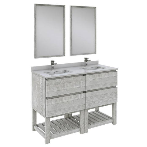 Image of Fresca Formosa Modern 48" Ash Floor Standing Double Sink Vanity Set w/ Open Bottom | FVN31-2424ASH-FS FVN31-2424ASH-FS