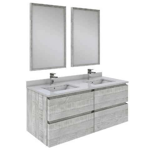 Image of Fresca Formosa Modern 48" Ash Wall Hung Double Sink Vanity Set | FVN31-2424ASH FVN31-2424RWH