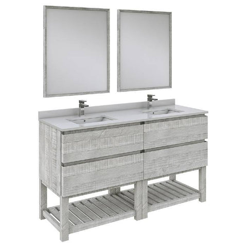 Image of Fresca Formosa Modern 60" Ash Double Sink Vanity Set w/ Open Bottom | FVN31-3030ASH-FS