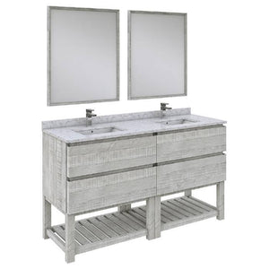 Fresca Formosa Modern 60" Ash Double Sink Vanity Set w/ Open Bottom | FVN31-3030ASH-FS FVN31-3030ASH-FS