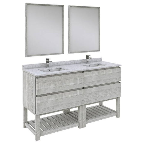 Image of Fresca Formosa Modern 60" Ash Double Sink Vanity Set w/ Open Bottom | FVN31-3030ASH-FS FVN31-3030ASH-FS