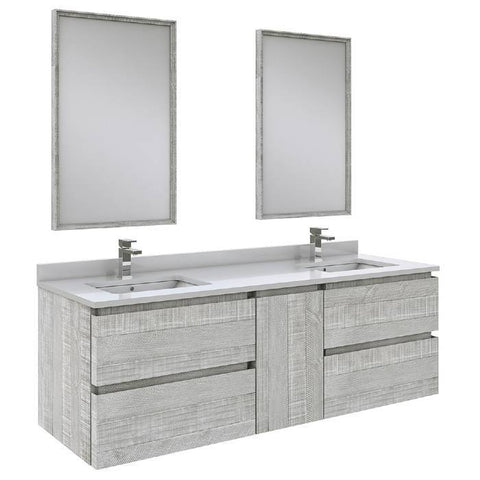 Image of Fresca Formosa Modern 60" Ash Wall Hung Double Sink Vanity Set | FVN31-241224ASH